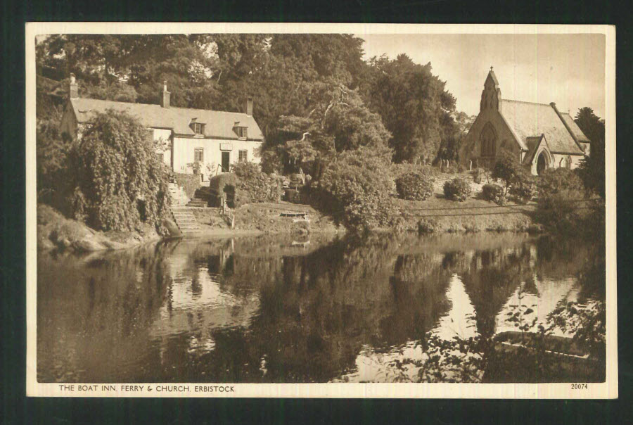 Postcard Wales - Boat Inn Ferry & Church Erbistock, Denbigh - Click Image to Close