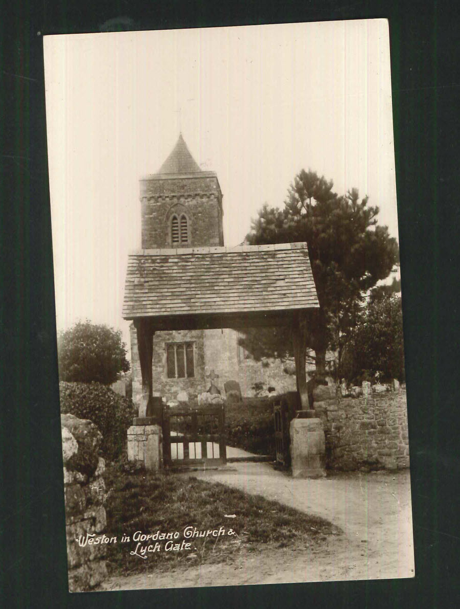 Postcard Somerset - Weston in Gordano Church & Lych Gate - Click Image to Close