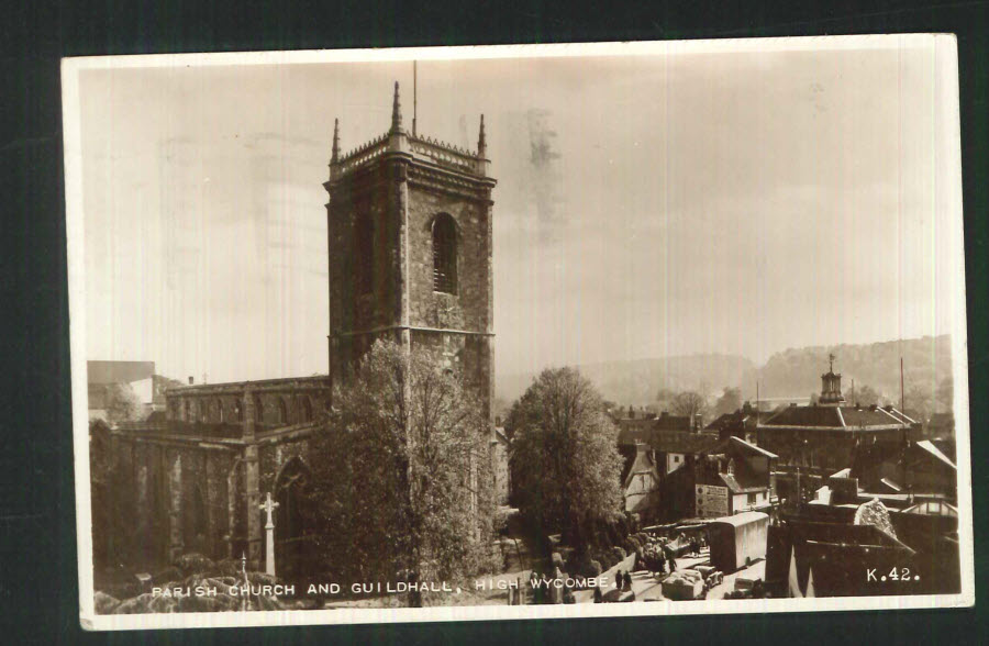 Postcard Bucks. Parish Church & Guildhall,High Wycombe