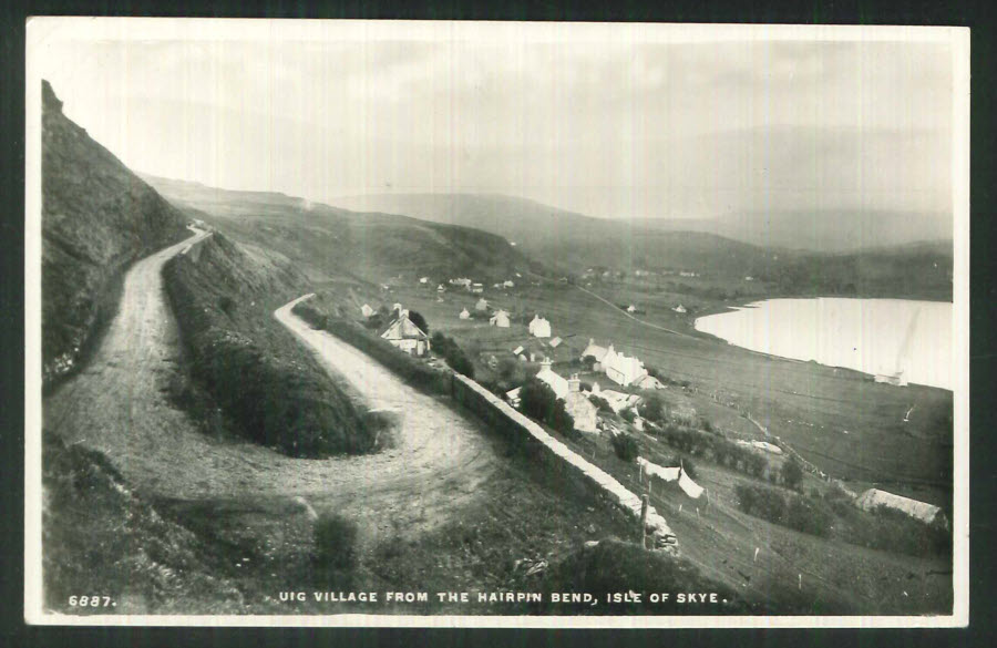 Postcard Scotland - Uig Village from the Hairpin Bebd,Isle of Skye