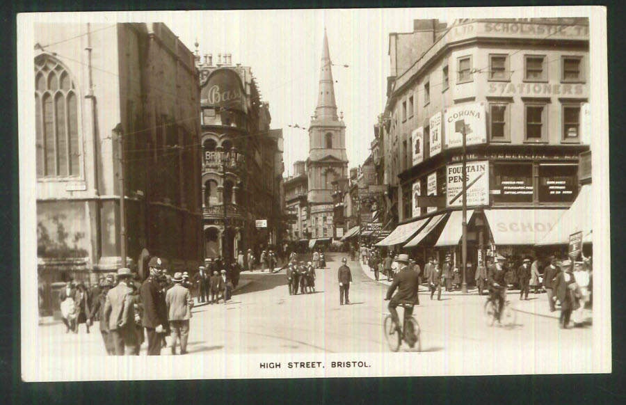 Postcard Gloucestershire - High Street, Bristol 1926 - Click Image to Close
