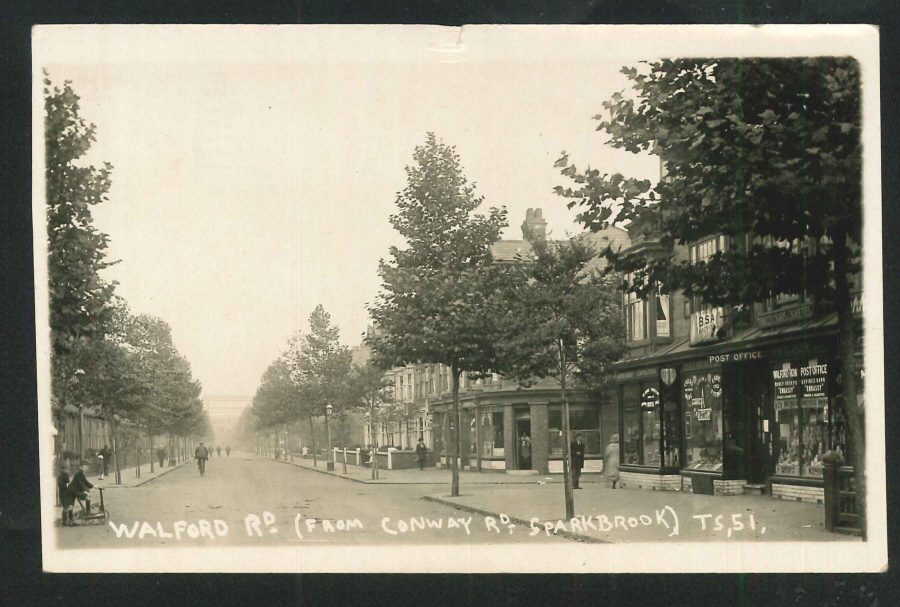 Postcard - Walford Road, Sparkbrook, Birmingham - Real Photo 1923