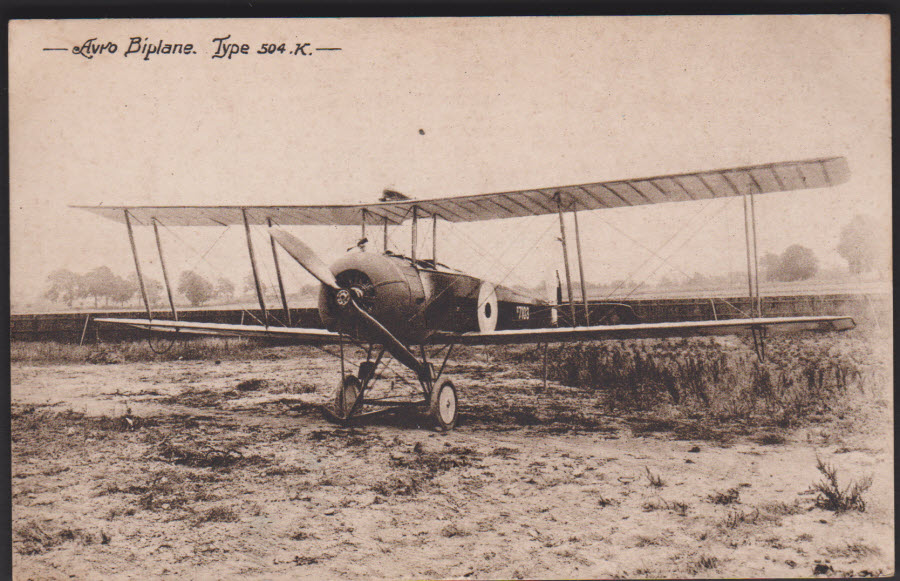 Postcard Avro Biplane Type 504K