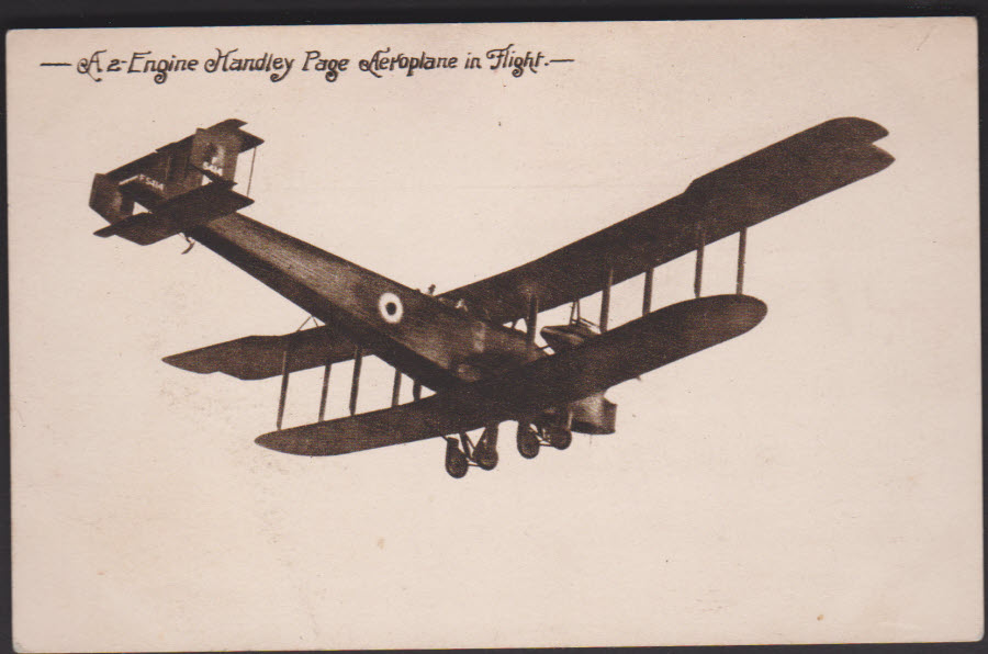 Postcard 2 Engine Handley Page in Flight
