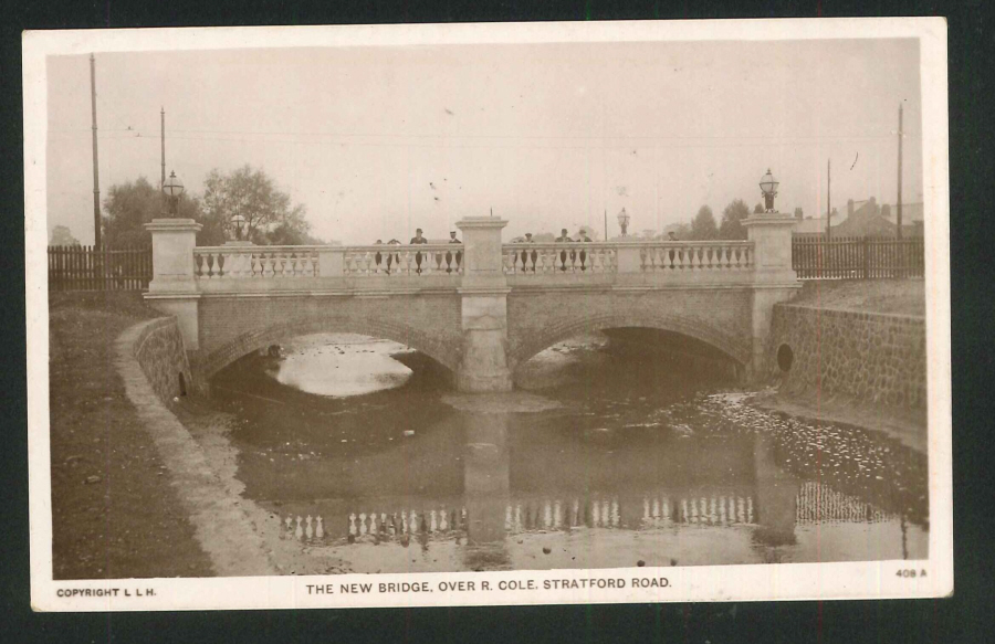 Postcard - New Bridge, River Cole, Stratford Road, Birmingham - Real Photo 1925