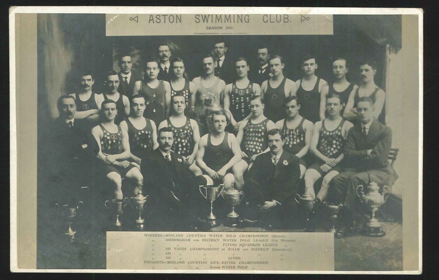 Postcard Birmingham R P Aston Swimming Club 1914 Season