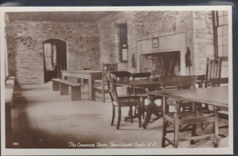 Postcard Youth Hostel - Common Room, Ferniehurst Castle, Jedburgh - Real Photo c1950 - Click Image to Close