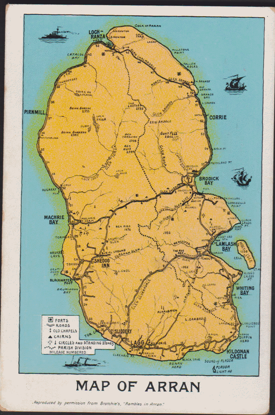 Postcard- Maps - Arran used by Caledonia Series