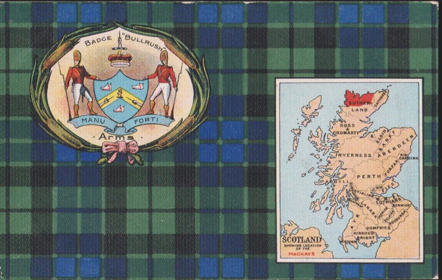 Postcard- Maps - Scotland Badge "bullrush" used by W & A K Johnston