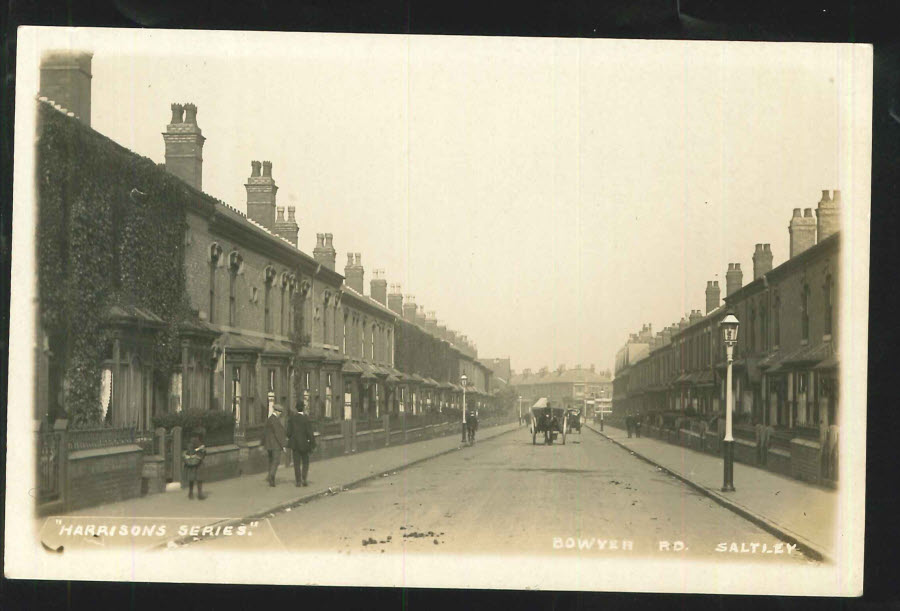 Postcard Birmingham R P Bowyer Rd, Saltley looking towards Alum Rock Rd