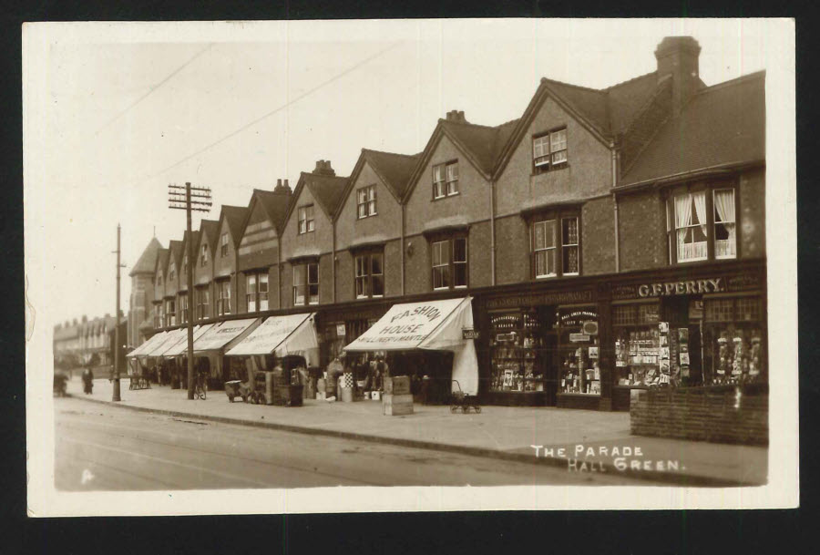 Postcard Birmingham Shops The Parade Hall Green 1924 - Click Image to Close