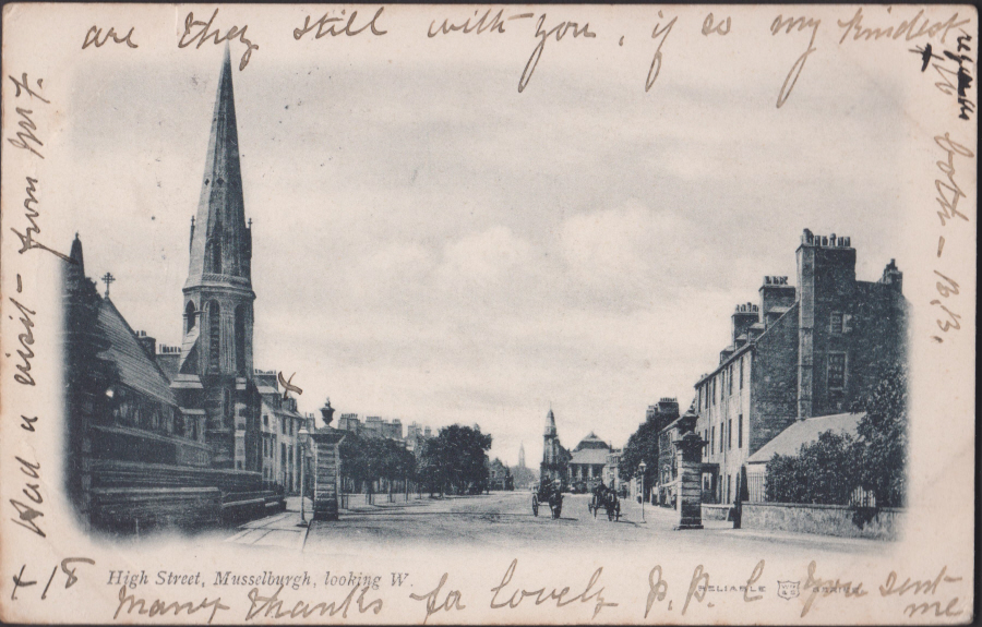 Postcard - Scotland- High St, Musselburgh looking W 1903