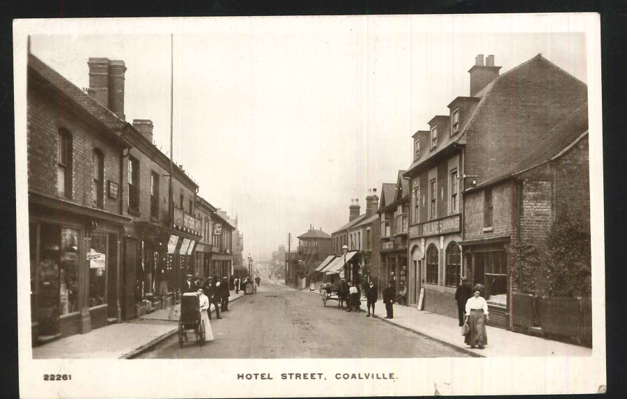 Postcard R P Coalville Leicestershire Hotel Street 1916
