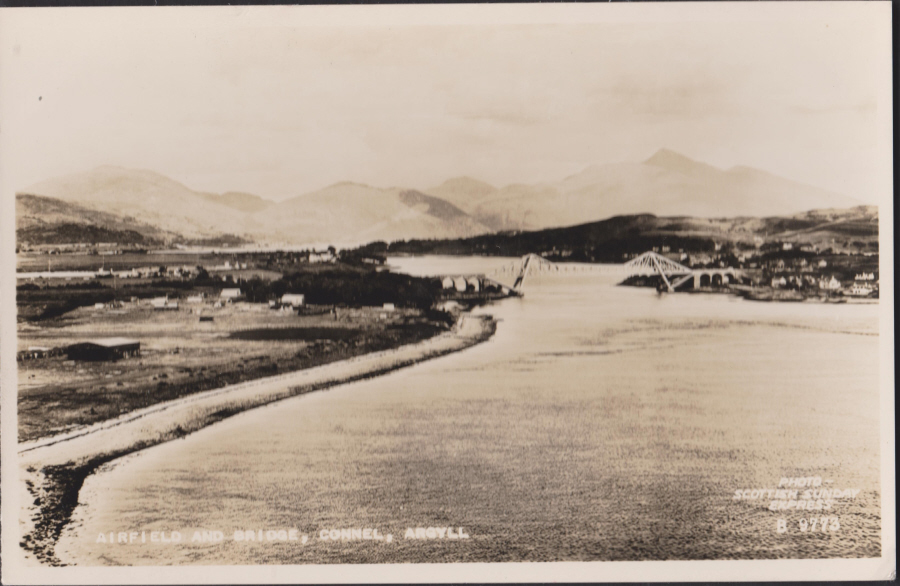 Postcard - Scotland- Airfield and Bridge, Connel, Argyll Real Photo - Click Image to Close