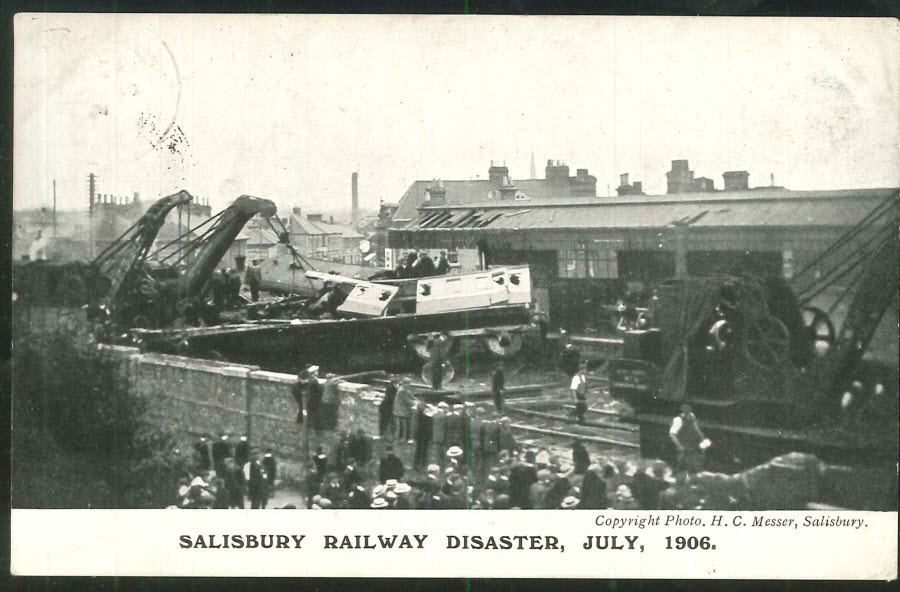 Postcard Wiltshire Salisbury Railway Disaster July 1906