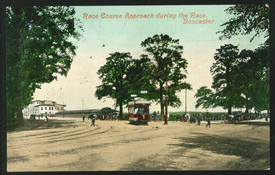 Postcard Yorkshire Doncaster Racecourse Approach during the Race