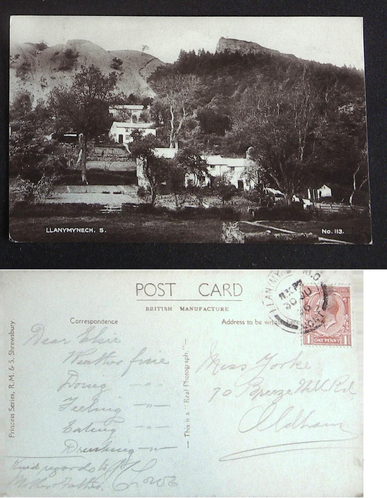 Postcard -Llanymynech - real Photo 1926