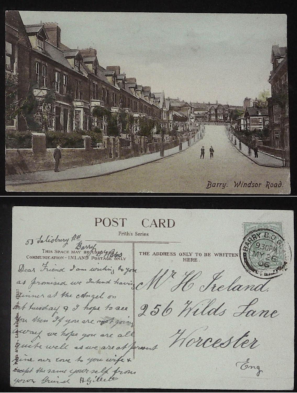 Postcard Wales - Barry Windsor Road 1906