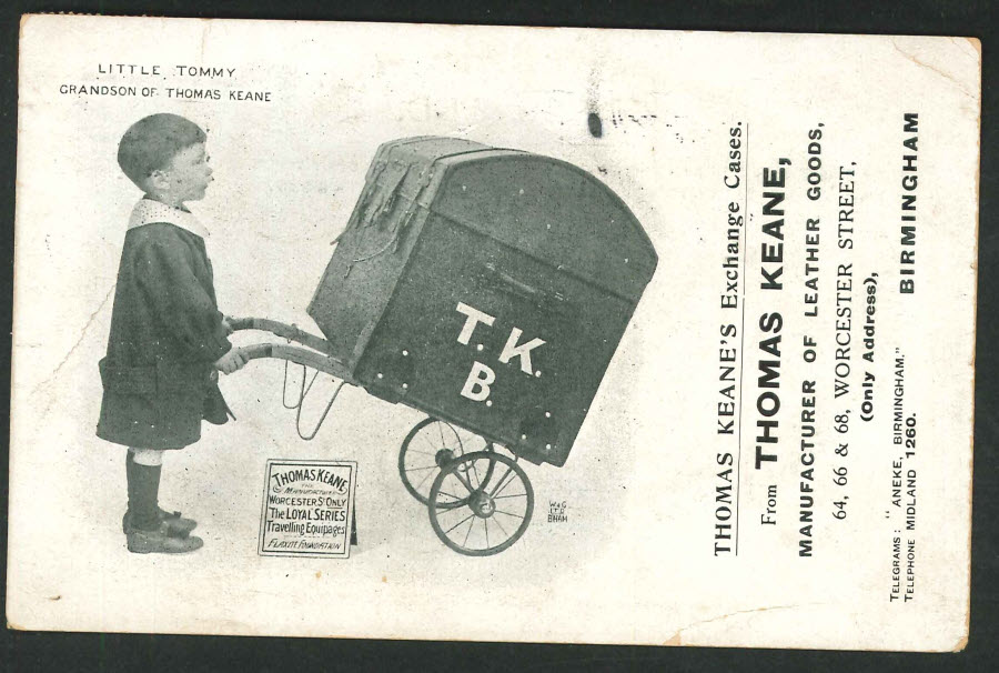 Postcard - Birmingham Advertising Thomas Keane Leather Goods -1913