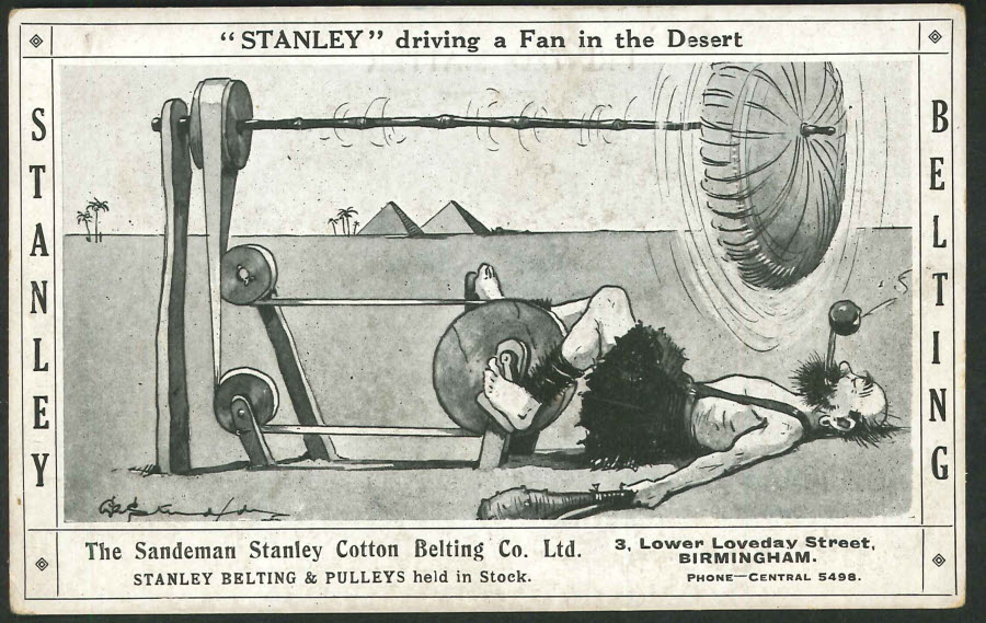 Postcard - Birmingham - Advertising Stanley Belting & Pulleys