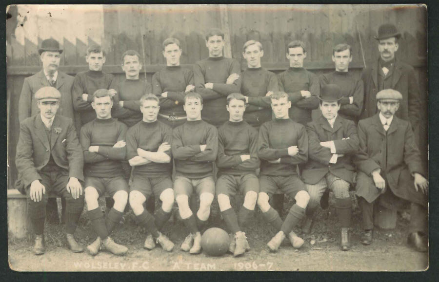 Postcard - Birmingham - Wolseley Football Club 1906-7 Real Photo - Click Image to Close