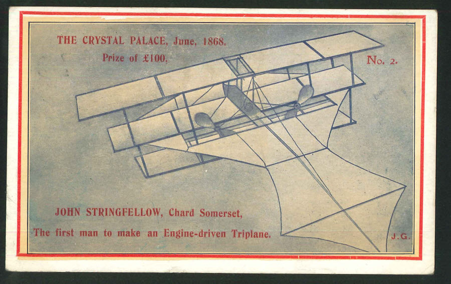 Postcard - Crystal Palace June 1868 Prize of £100 No2 John Stringfellow Chard Somerset