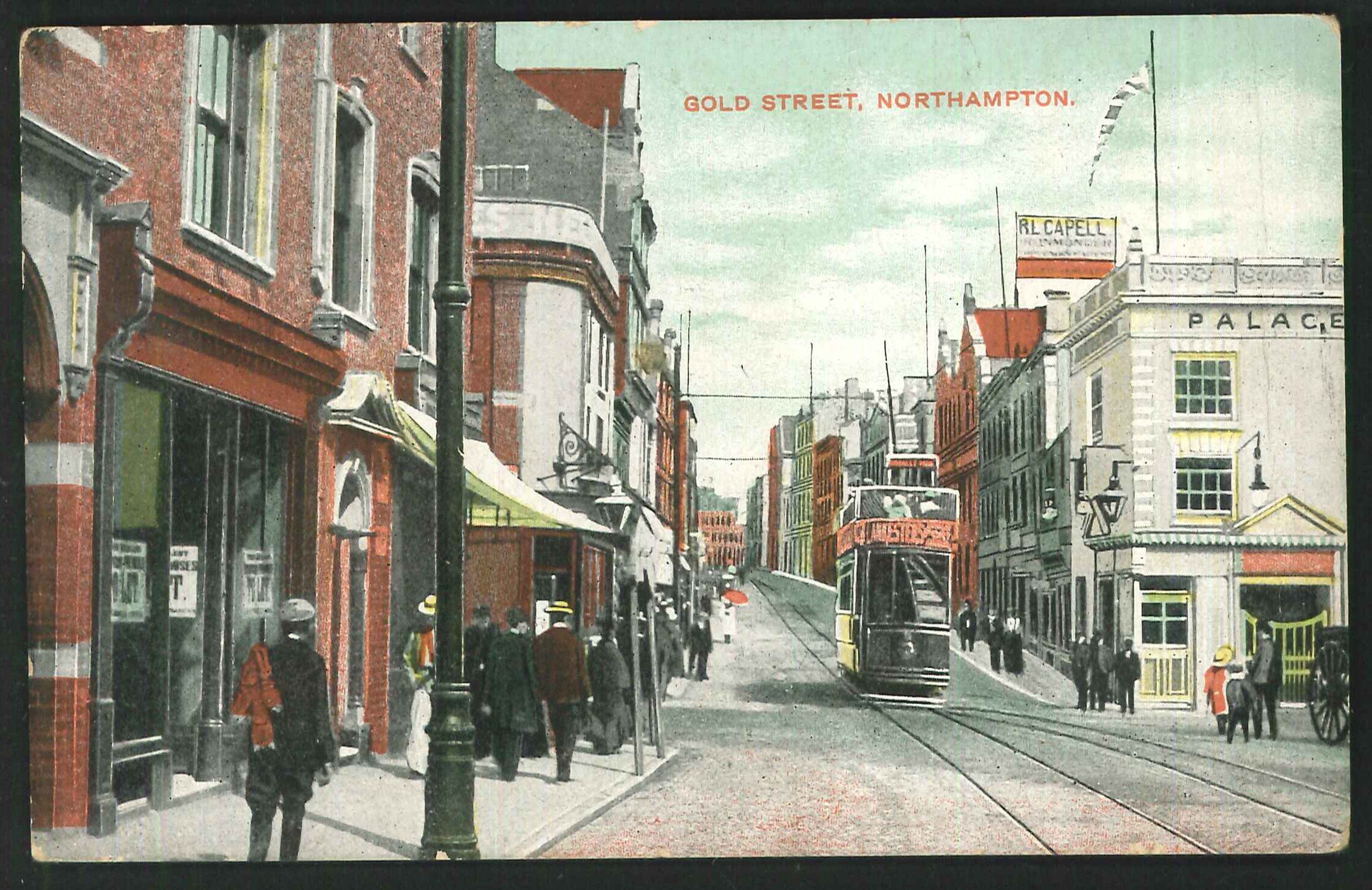 Postcard - Tram on Gold Street Northampton - Click Image to Close