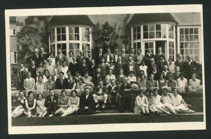 Postcard Group Photo C.H.A Guest House Hope Derbyshire