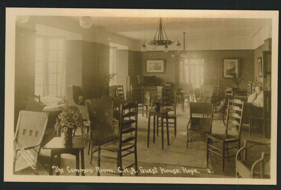 Postcard Common Room 2 C.H.A Guest House Hope Derbyshire - Click Image to Close