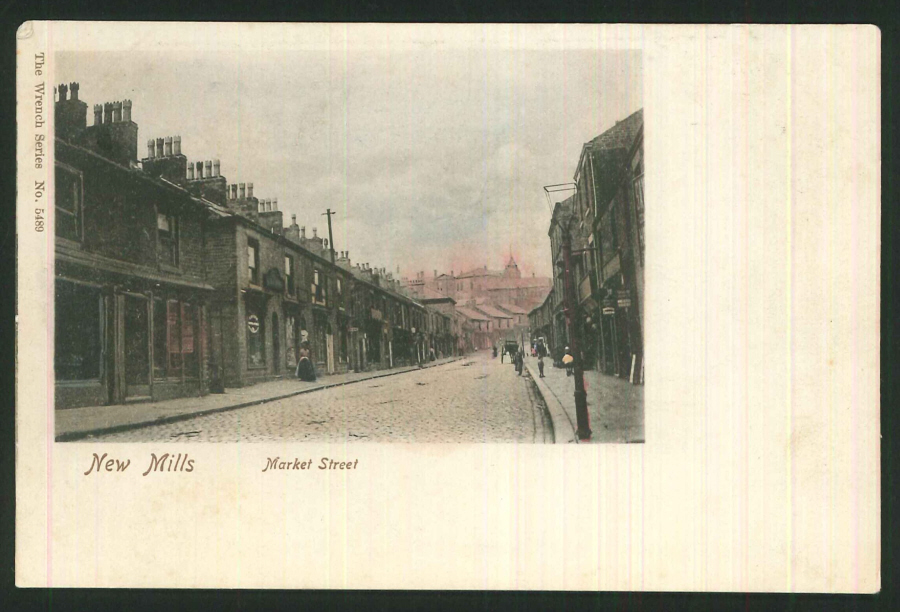 Postcard Market Street New Mills Derbyshire - Click Image to Close