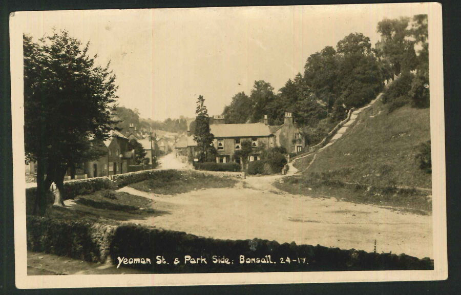 Postcard Plain Back Yeoman Street and Park Side Bonsall Real Photo - Click Image to Close