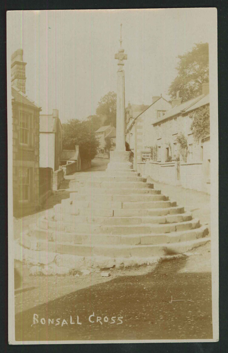 Postcard Bonsall Cross Derbyshire Real Photo - Click Image to Close