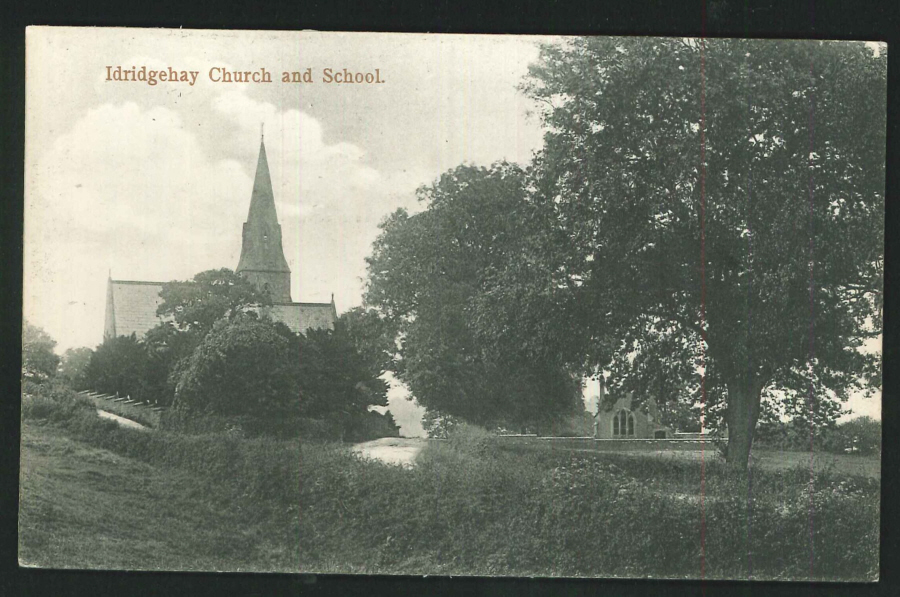 Postcard Idridgehay Church and School Derbyshire - Click Image to Close