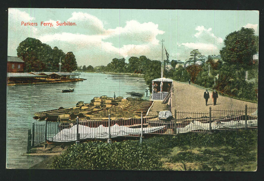 Postcard Parkers Ferry, Surbiton 1914