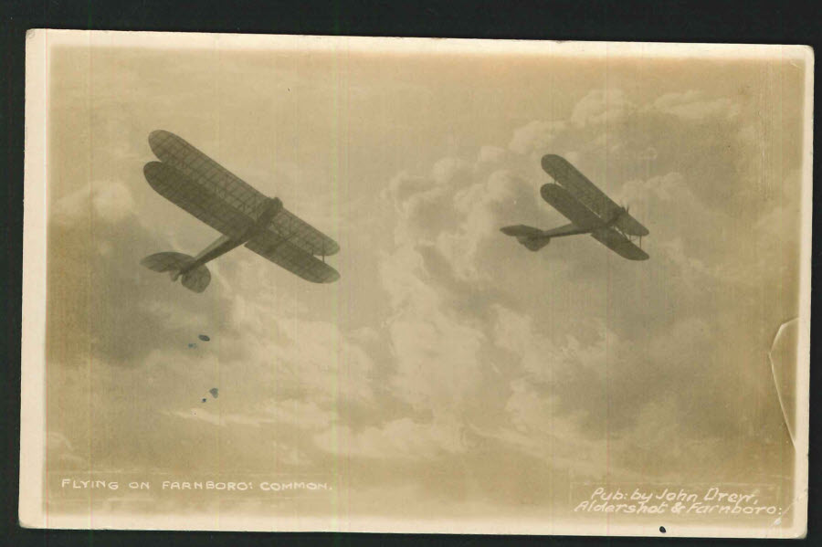 Postcard Hampshire - Real Photo Flying on Farnboro' Common 1917 - Click Image to Close