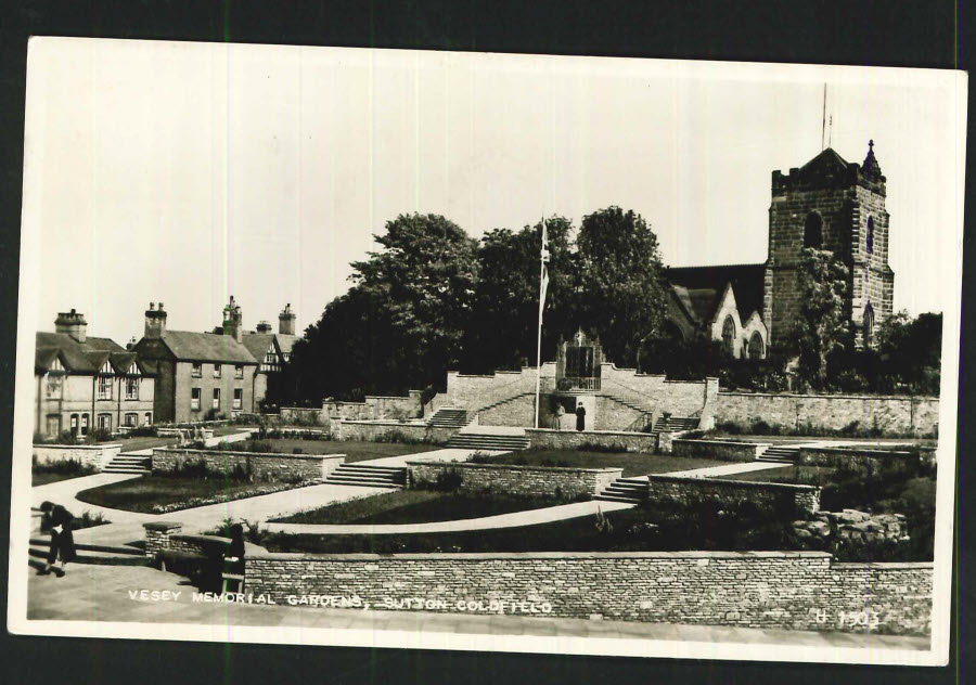 Postcard Birmingham Real Photo Vesey Memorial Gardens, Sutton Coldfield 1957 - Click Image to Close