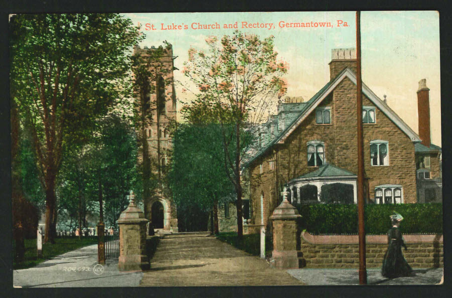 Postcard St Luke's Church & Rectory Germantown Pennsylvania