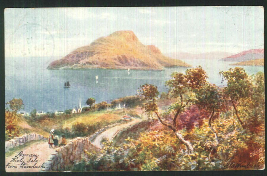 Postcard Scotland - Holy Isle from Lamlash,Arran 1906