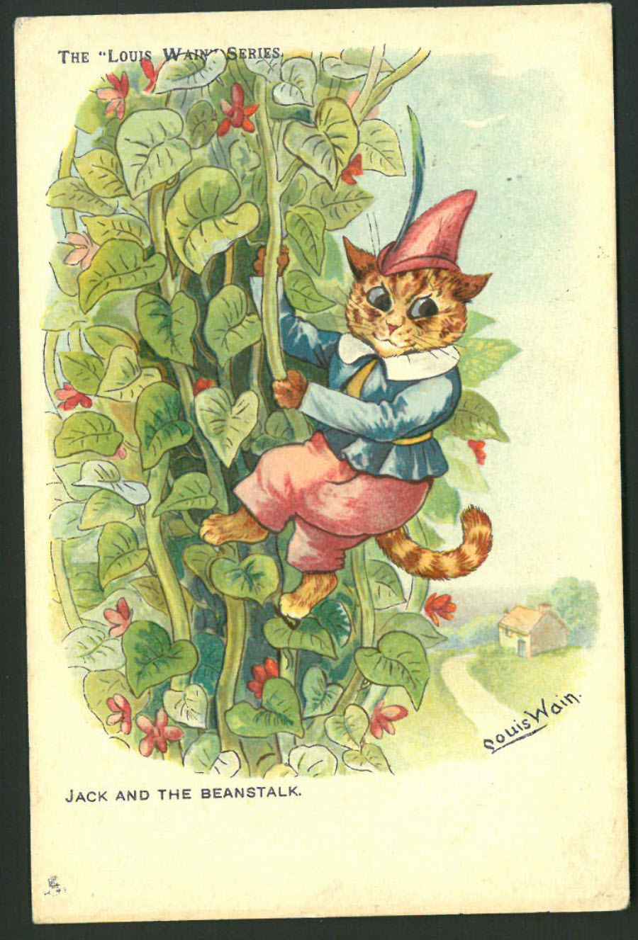 Postcard - Artist Signed Louis Wain '' Jack & The Beanstalk'' 1905