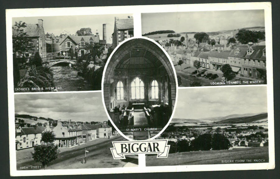 Postcard Scotland - Multi Views Biggar, Lanarkshire 1958