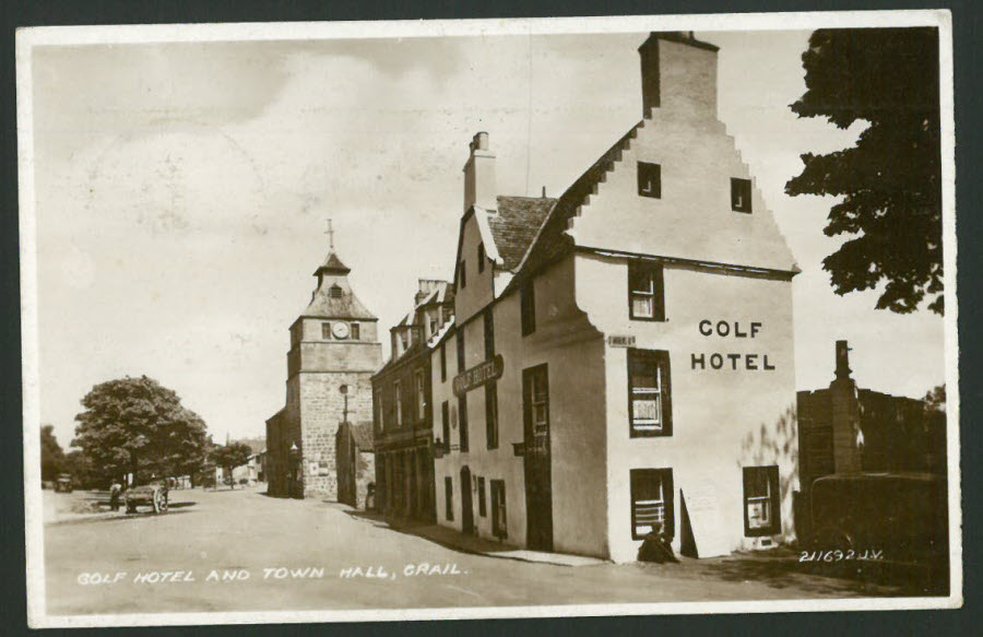 Postcard Scotland - Golf Hotel & Town Hall, Crail,Fife 1947