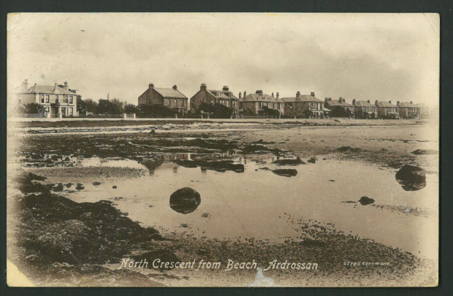 Postcard Scotland - North Crescent from Beach, Ardrossan 1916