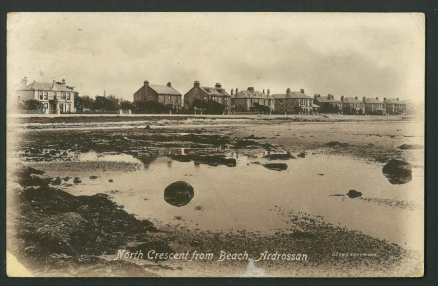 Postcard Scotland - North Crescent from Beach, Ardrossan 1916