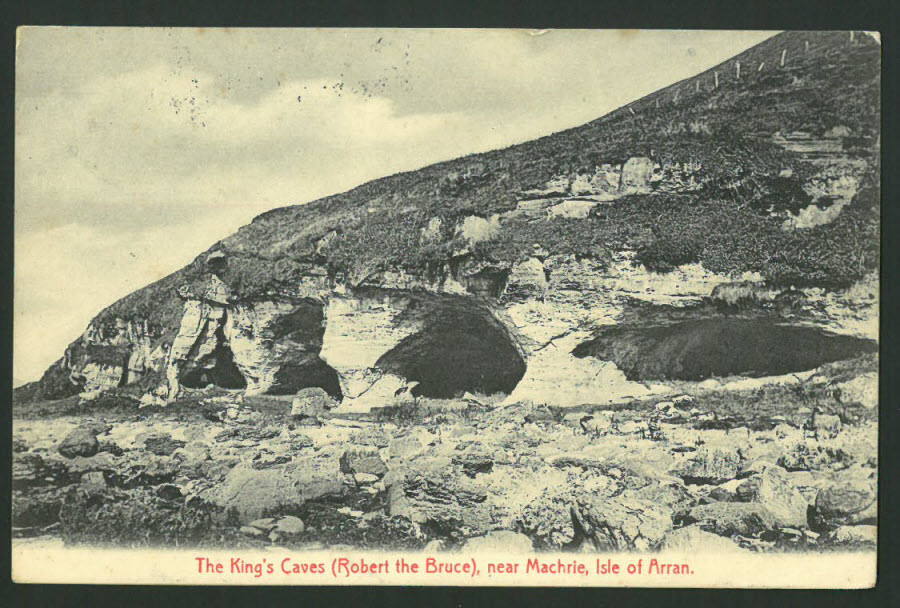 Postcard Scotland - The King's Caves near Machrie Isle of Arran 1907