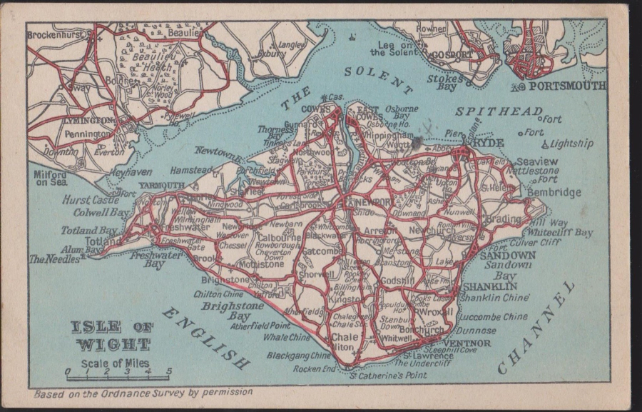 Postcard- Maps -Isle of Wight used by G Dean