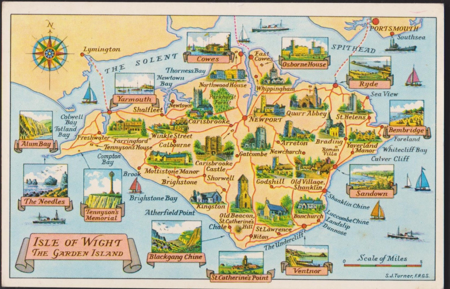 Postcard- Maps -Isle of Wight unused by W J Nigh
