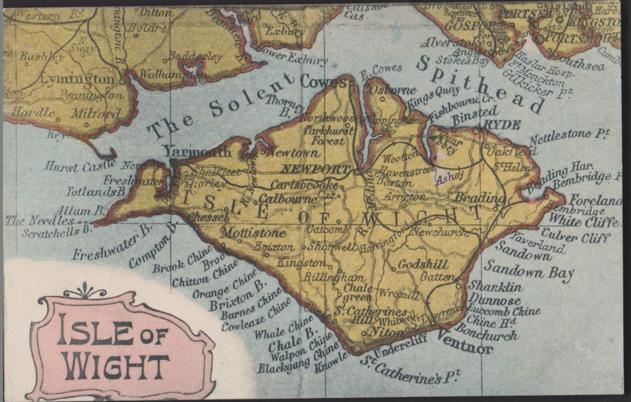 Postcard- Maps -Isle of Wight used - Click Image to Close