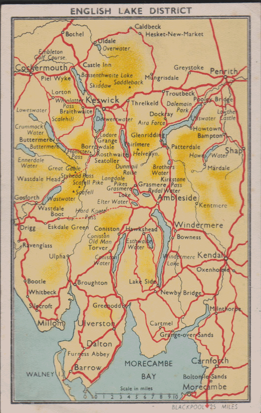 Postcard- Maps - English Lake District used by P M Hope