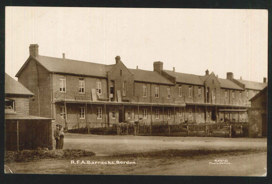 Postcard Real Photo Hants R.F.A. Barracks Borden - Click Image to Close