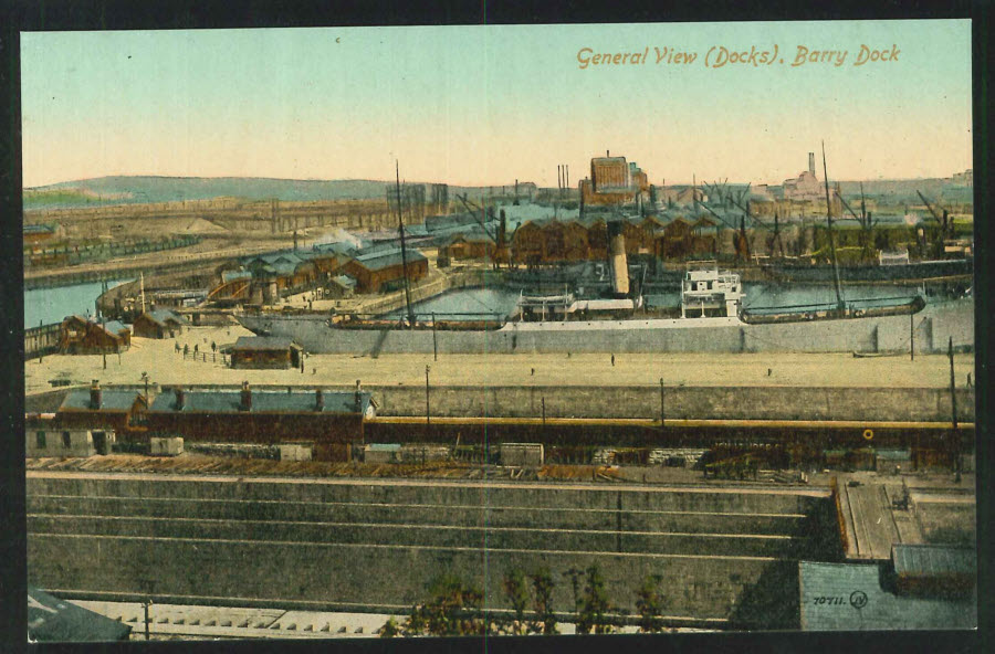 Postcard Wales General View ( Docks ) Barry Dock - Click Image to Close